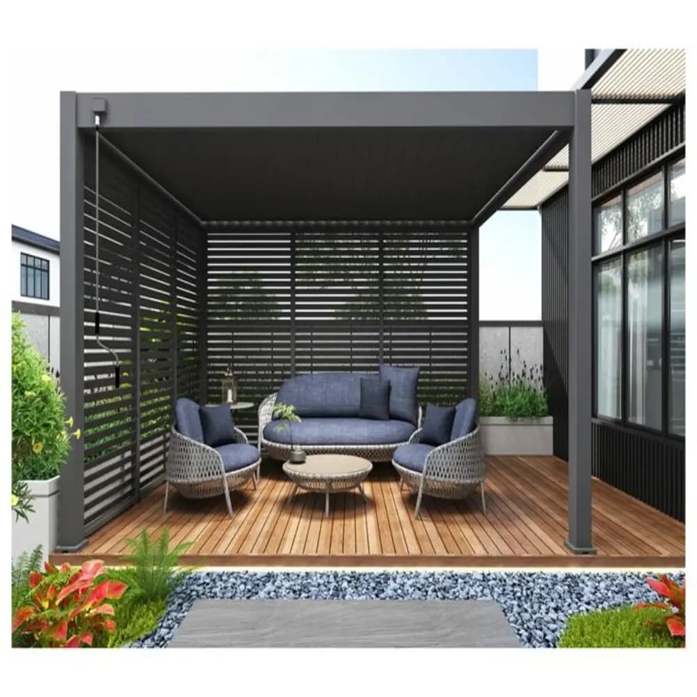 Pergola en aluminium moderne extérieure persienne toit Gazebo pare-soleil étanche pavillon pour jardin Patio