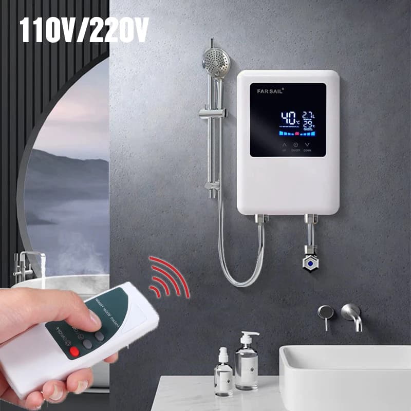 HOKitchen-Chauffe-eau électrique mural, chauffage instantané, affichage de la température LCD, télécommande, 110V, 220V