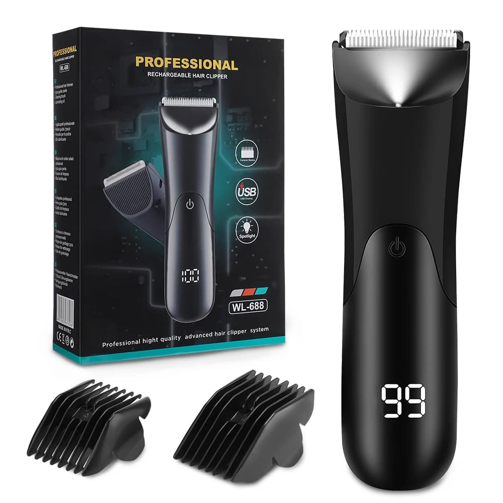 Machine de coupe de cheveux tondeuse à barbe rasoir électrique pour hommes zones intimes Machine de rasage de cheveux tondeuse de sécurité lumière LED