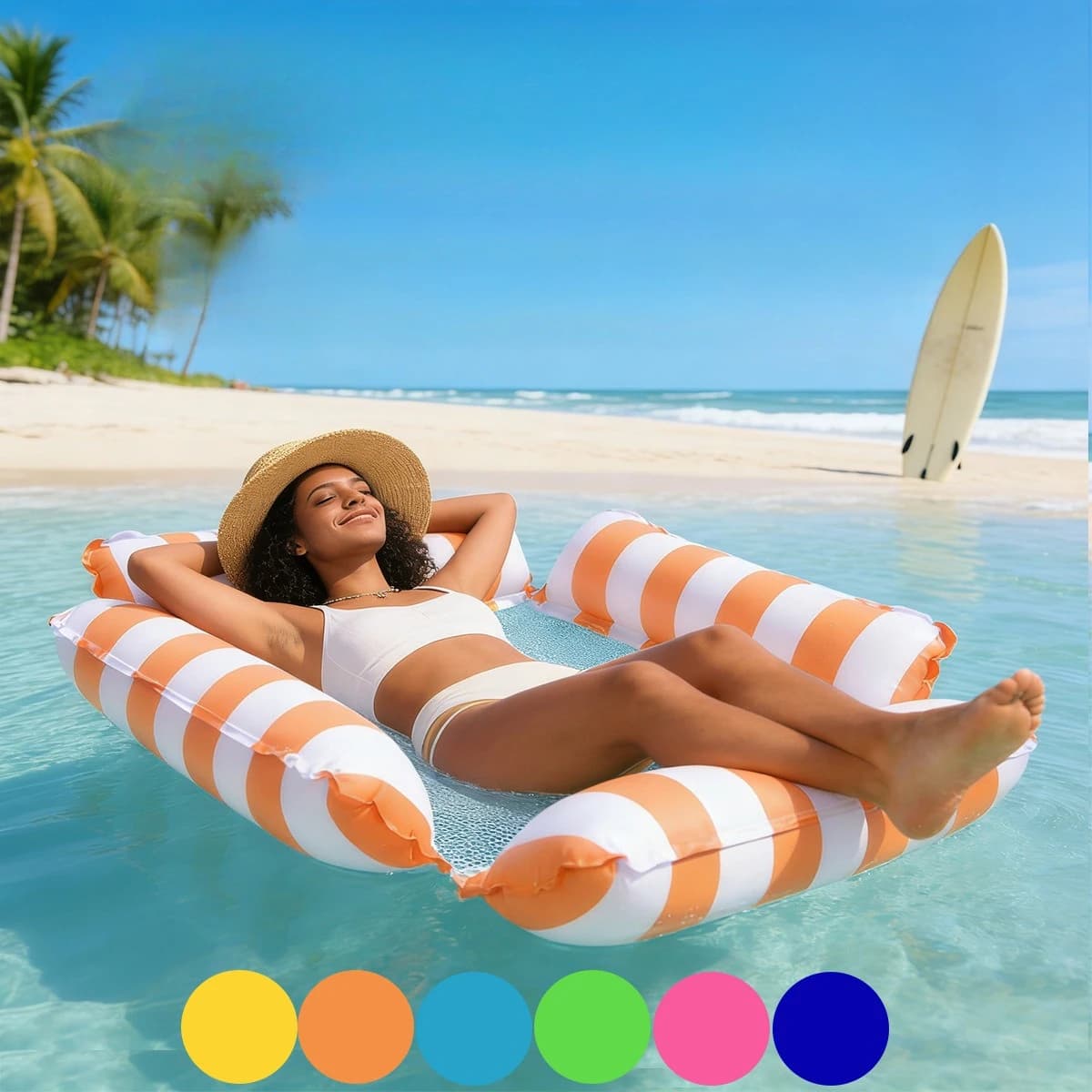 Fauteuil flottant gonflable avec surface en maille respirante en nylon, hamac flottant léger en PVC, canapé de repos aquatique portable