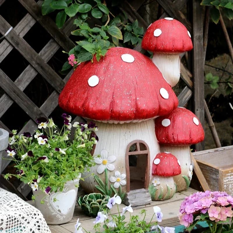 Champignon rouge balcon ornement jardin pelouse paysage décoration résine Simulation fée jardinage maternelle sol décoration