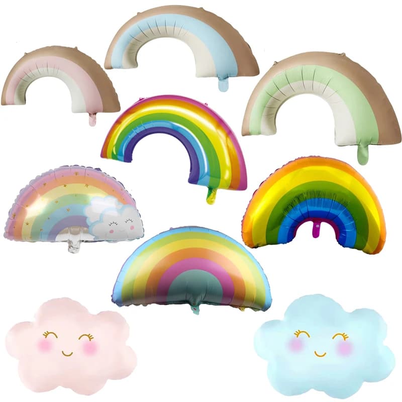 Ballons en aluminium arc-en-ciel de nuages de dessin animé, décor de fête d'anniversaire, ballons à air pour enfants, ballon à hélium de grande taille, accessoires de décoration de festival en plein a