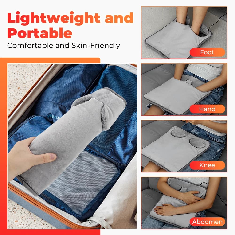Coussin chauffant électrique pour les pieds, coussin de Massage, chauffe-pieds Portable, 4 niveaux de température, 4 minuteries, masseur de pieds chauffant, tapis chauffant