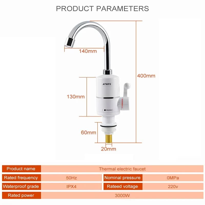 ATWelasticity-Chauffe-eau électrique instantané sans réservoir, 3000W, pour robinet de cuisine, nouveauté