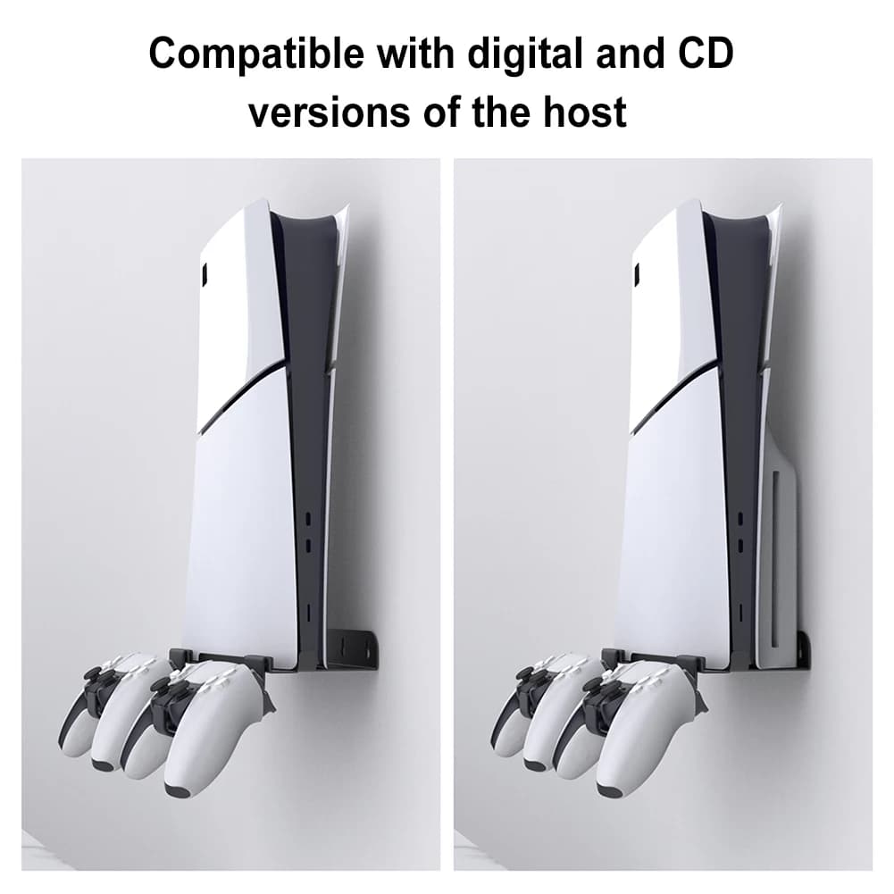 Support mural pour console de jeu avec 2 supports de manettes, support d'affichage mural pour PS5 Slim
