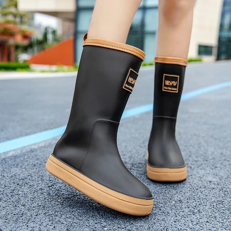 Bottes de pluie pour femmes, tendance été, antidérapantes, chaussures de pluie souples, pêche en plein air, hiver, semelle épaisse, chaussures en caoutchouc imperméables