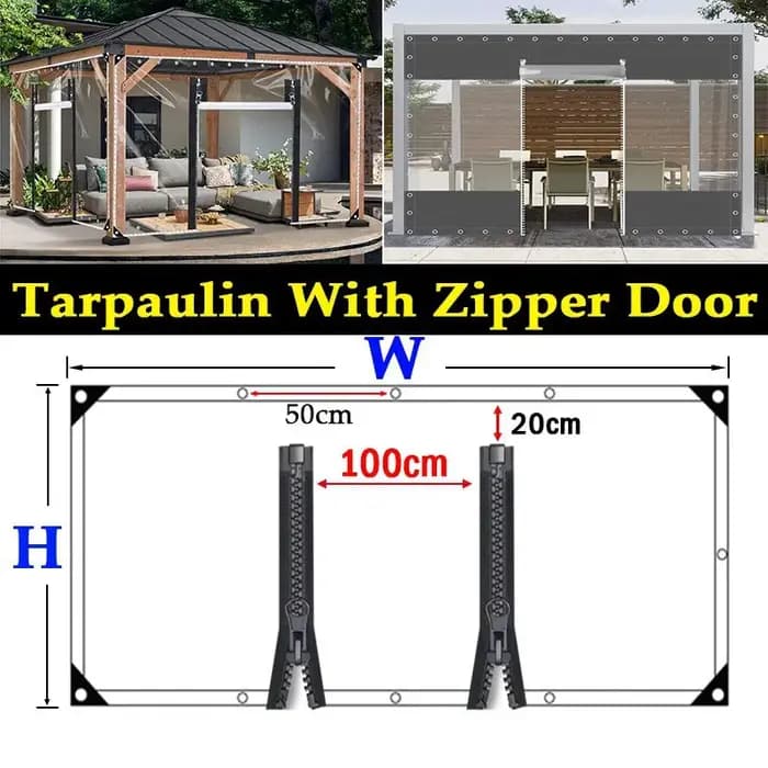 Bâche transparente pour Pergola extérieure, avec porte à fermeture éclair, gazébo de jardin, écran coupe-vent, fenêtre de balcon, tissu Transparent imperméable à la pluie