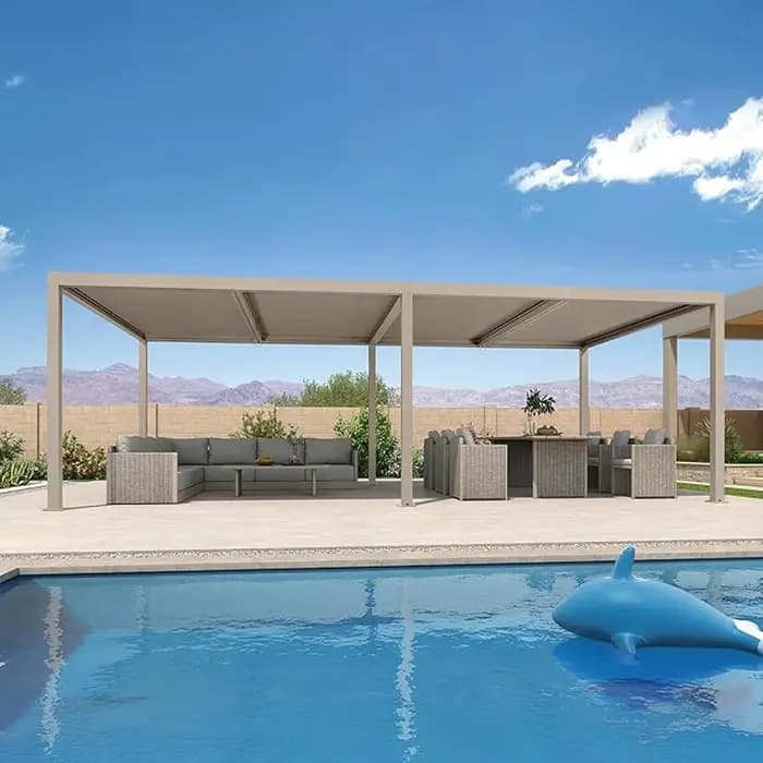 Gazebo Grand Patio 4 X 4 Pergola étanche à la pluie Structure en aluminium de luxe avec éclairage et système de drainage intégrés