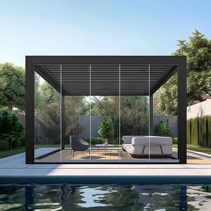 Pergola de jardin extérieure en aluminium étanche avec toit