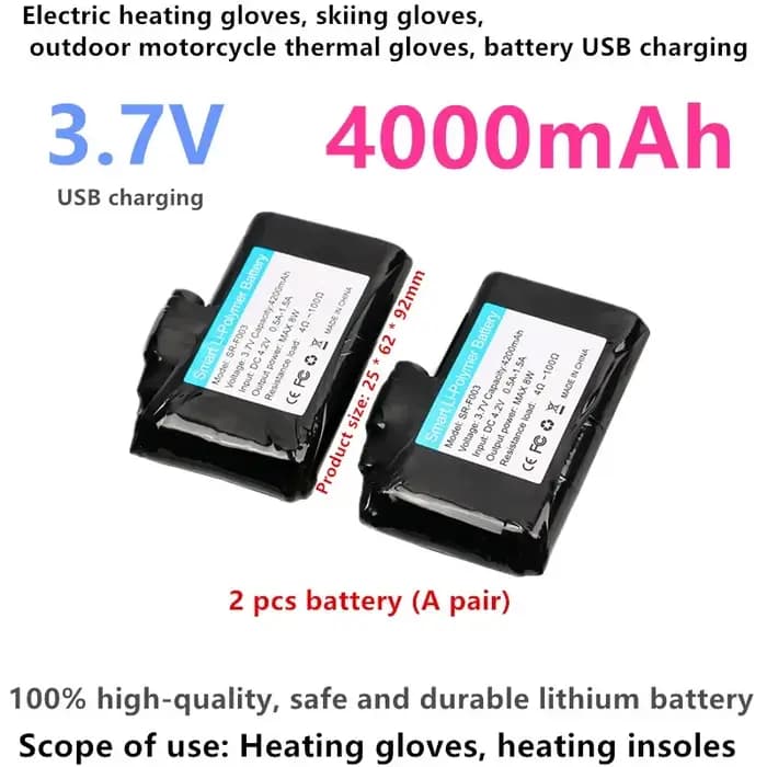 Batterie pour gants chauffants 3.7V 4000mAh