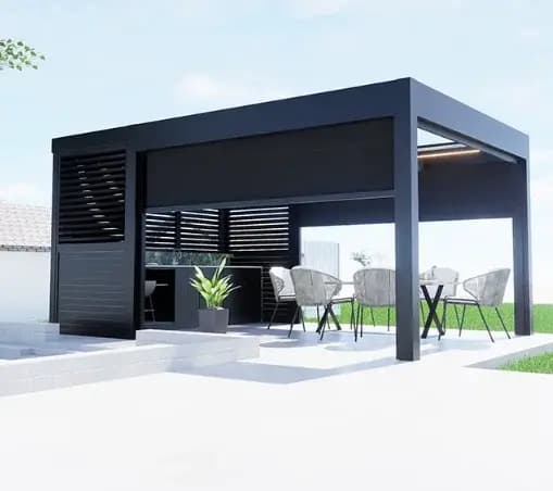 Pergola en aluminium de luxe à lames orientables, terrasse extérieure, gazebo, pare-soleil électriqu