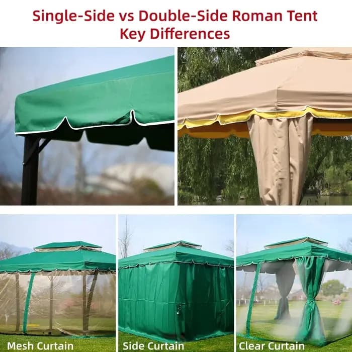 Pergola en aluminium, gazebo d'extérieur avec auvent imperméable, rideaux d'intimité, abri solaire durable pour patio, abri robuste pour balcon