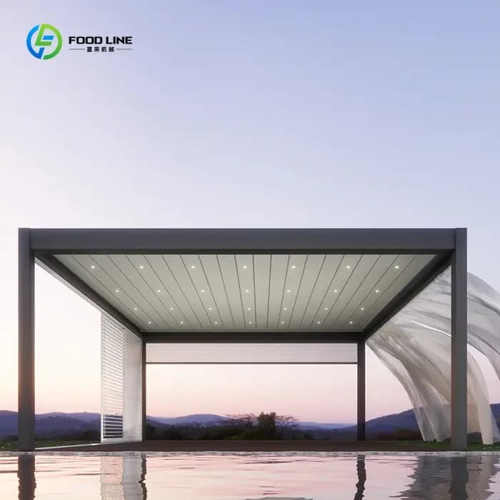Pergola motorisée en aluminium pour patio, structure d'ombrage extérieure, usage commercial, sur mesure