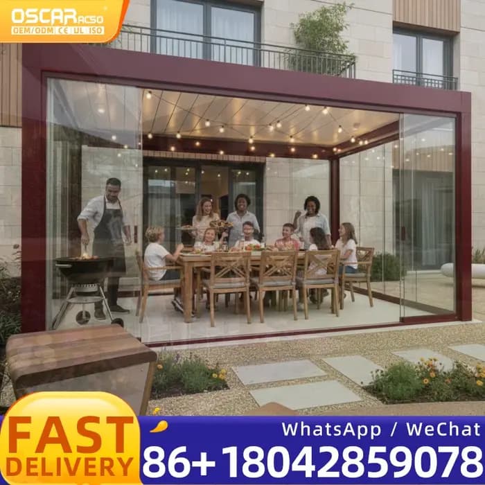 Pergola en aluminium motorisée avec toit à lames orientables à LED, imperméable, durable, kit pour extérieur, jardin, balcon, pour protection solaire et intimité