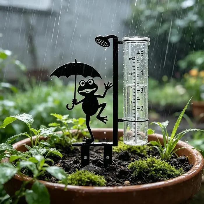 Pluviomètre en fer forgé en forme de grenouille, collecteur d'eau de pluie, résistant au gel, décoratif, en plastique, pour la décoration de jardin et de pelouse.
