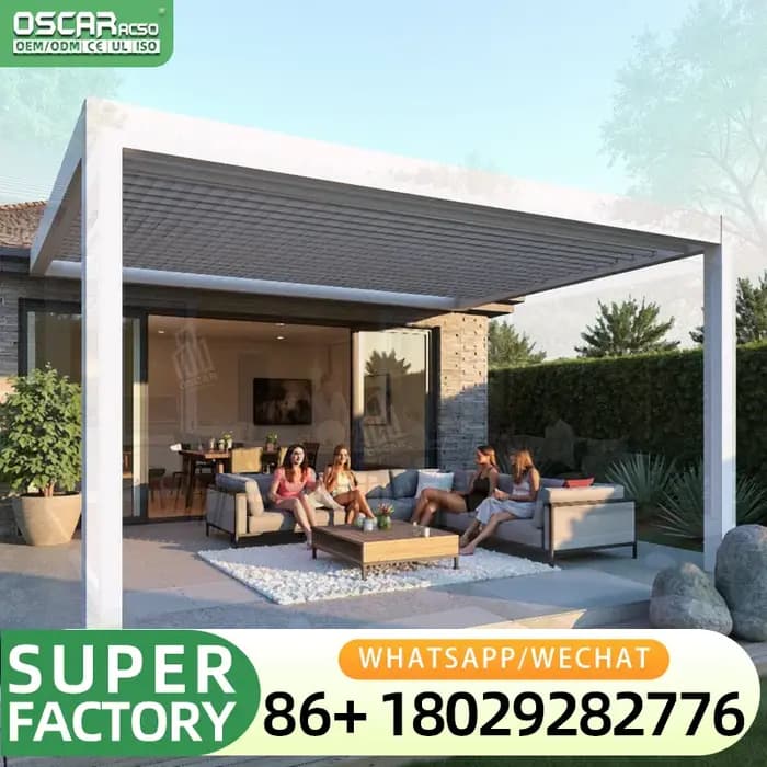 Pergola bioclimatique en aluminium robuste pour jardin, terrasse et patio