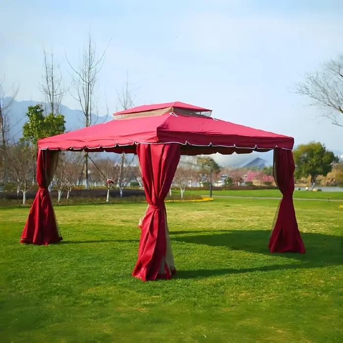 Pergola en aluminium, gazebo d'extérieur avec auvent imperméable, rideaux d'intimité, abri solaire durable pour patio, abri robuste pour balcon
