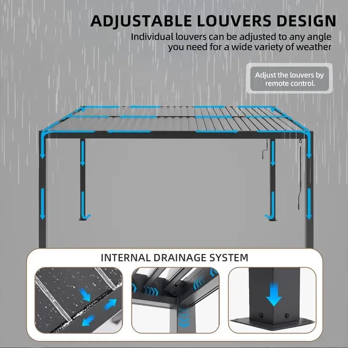 Pergola bioclimatique en aluminium, gazebo, pavillon de jardin, mobilier d'extérieur pour cour et balcon, pergolas imperméables