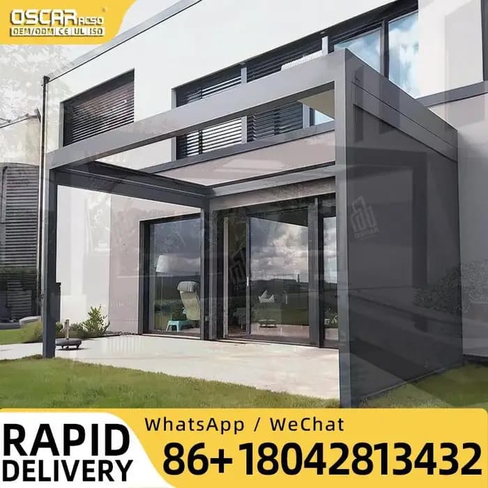 Pergola extérieure en aluminium 6x4 avec toit en matériau composite pour jardin, patio et cour arrière, pergola à lames orientables