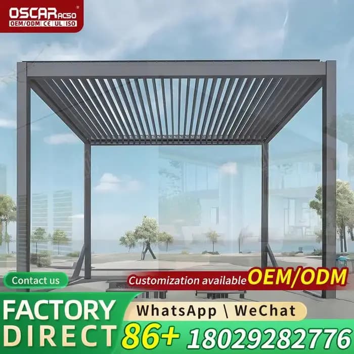 Pergola bioclimatique en aluminium robuste pour jardin, terrasse et patio