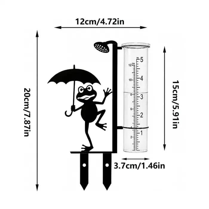 Pluviomètre en fer forgé en forme de grenouille, collecteur d'eau de pluie, résistant au gel, décoratif, en plastique, pour la décoration de jardin et de pelouse.