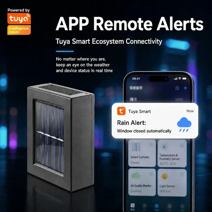 Capteur de pluie solaire Zigbee, détecteur de précipitations en temps réel, contrôle via l'application Smart Life, détecteur de pluie sans fil pour maison intelligente