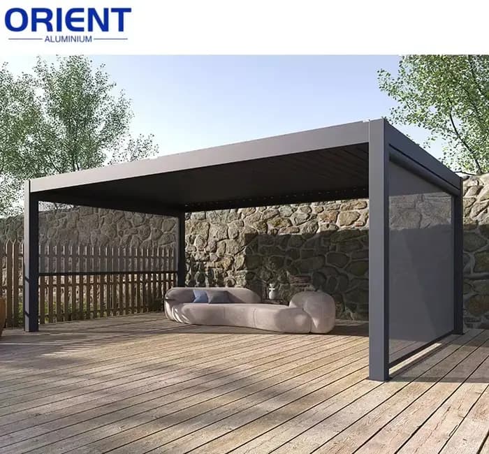 Pergola extérieure à lames orientables, en alliage d'aluminium 3x3m/3x4m/4x4m, auvent de pergola en aluminium, gazebo de patio imperméable, parasol de jardin moderne