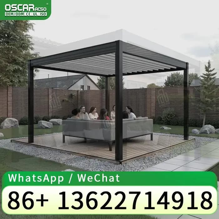 Pergolas et tonnelles motorisées bioclimatiques pour extérieur, supports 4x3, 4x4, 4x5, 4x6m pour pa