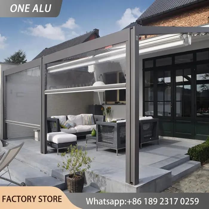 Pergola motorisée, auvent rétractable