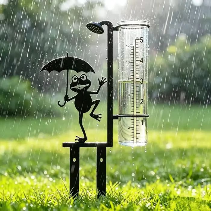 Pluviomètre en fer forgé en forme de grenouille, collecteur d'eau de pluie, résistant au gel, décoratif, en plastique, pour la décoration de jardin et de pelouse.