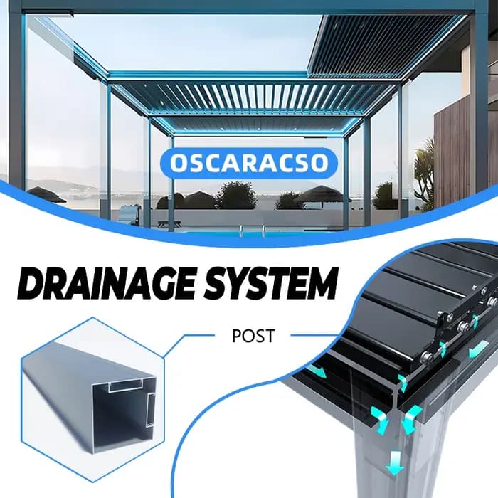 Pergola extérieure motorisée à toit à lamelles imperméable avec fonction réglable et design élégant pour jardin, patio et cour arrière