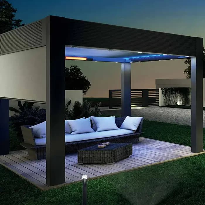 Pergola et gazébo modernes d'extérieur en aluminium à vendre bioclimatique étanche électrique