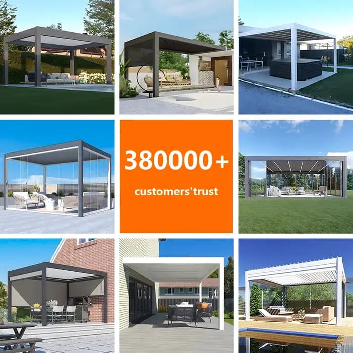 Pergola bioclimatique en aluminium robuste pour jardin, terrasse et patio